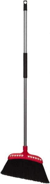 Harper Brush - 16" Wide, Black Polypropylene Bristles, 48" Metal Handle, Angled Broom - Flagged, Water Resistant - Exact Tool & Supply