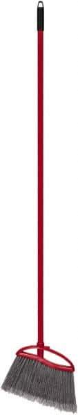 Harper Brush - 10" Wide, Gray Polypropylene Bristles, 48" Metal Handle, Angled Broom - Flagged, Water Resistant - Exact Tool & Supply