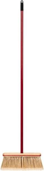 Harper Brush - 52-1/2" OAL Synthetic Bristle Straight Cut Broom - 48" Long Metal Handle, 4" Bristle Length, 12" Wide, Water Resistance - Exact Tool & Supply