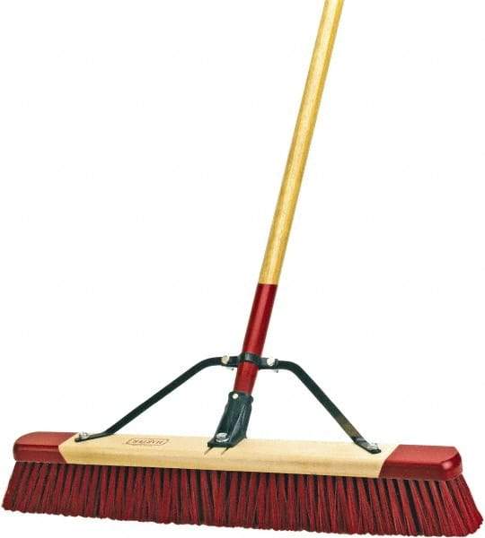 Harper Brush - 24" Rough Surface Synthetic Push Broom - 3" Bristle Length, Wood Block, Bolt-On Handle Connection, Handle Included - Exact Tool & Supply