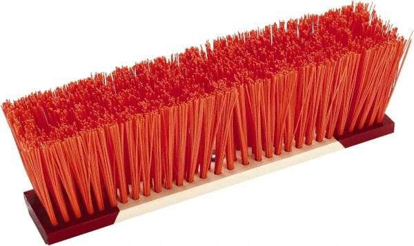 Harper Brush - 16" Rough Surface Synthetic Push Broom - 4" Bristle Length, Wood Block, Bolt-On Handle Connection, Handle Sold Separately - Exact Tool & Supply