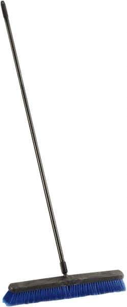 Harper Brush - 24" Medium Duty Synthetic Push Broom - 3" Bristle Length, Plastic Block, Threaded Handle Connection, Handle Included - Exact Tool & Supply