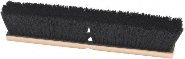 Harper Brush - 24" Smooth Surface Horsehair Push Broom - 3" Bristle Length, Wood Block, Threaded Handle Connection, Handle Sold Separately - Exact Tool & Supply