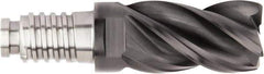 Kennametal - 5/8" Mill Diam, 15/16" LOC, 56mm OAL, 4 Flute Square End Mill Head - Duo-Lock 16 Connection, Solid Carbide, AlTiN Finish, Right Hand Flute, Spiral Flute, Centercutting, 39° Helix, Series UKDV - Exact Tool & Supply