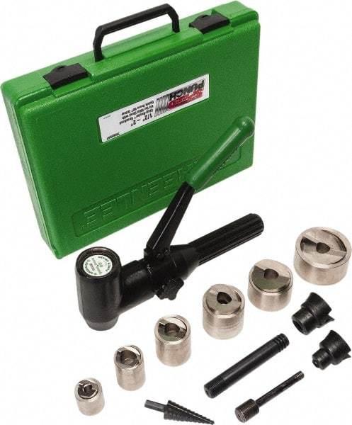 Greenlee - 19 Piece, .885 to 2.416" Punch Hole Diam, Hydraulic Knockout Set - Round Punch, 10 Gage Steel - Exact Tool & Supply