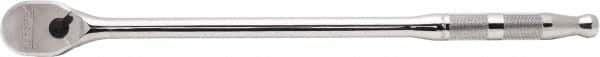 Proto - 1/4" Drive Pear Head Ratchet - Full Polish Chrome Finish, 9" OAL, 90 Gear Teeth, Long Handle, Reversible Flex Head - Exact Tool & Supply