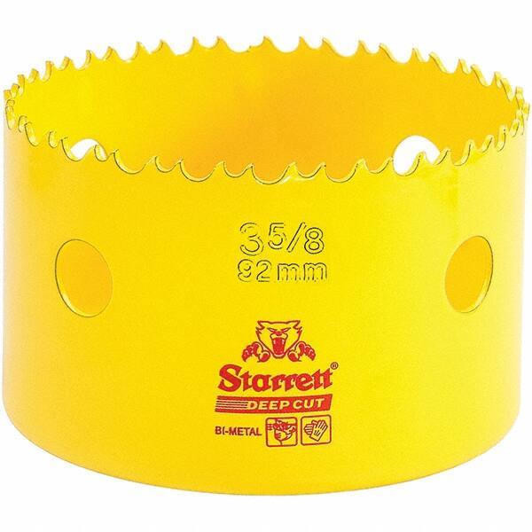 Starrett - 3-5/8" Diam, 2" Cutting Depth, Hole Saw - High Speed Steel Saw, Toothed Edge - Exact Tool & Supply
