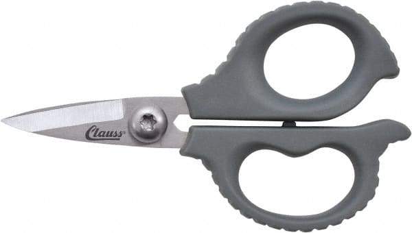 Clauss - 1/2" LOC, 6" OAL Stainless Steel High Leverage Scissors - Ambidextrous, Full Serrated, Glass-Filled Nylon Straight Handle, For Cutting, Kevlar - Exact Tool & Supply