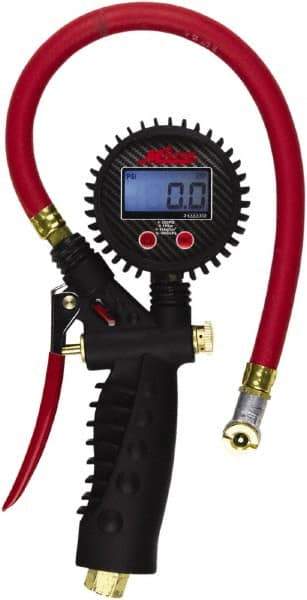 Milton - 0 to 255 psi Digital Ball Foot Tire Pressure Gauge - AAA Battery, 15' Hose Length - Exact Tool & Supply