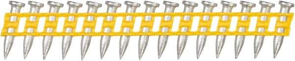 DeWALT - 9 Gauge 0.145" Shank Diam 3/4" Long Concrete Nails for Power Nailers - Steel, Zinc Finish, Smooth Shank, Angled Stick Plastic Collation, Round Head - Exact Tool & Supply