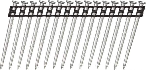 DeWALT - 10 Gauge 0.137" Shank Diam 2-1/4" Long Concrete Nails for Power Nailers - Steel, Zinc Finish, Smooth Shank, Angled Stick Plastic Collation, Round Head - Exact Tool & Supply