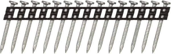 DeWALT - 12 Gauge 0.108" Shank Diam 1-3/8" Long Concrete Nails for Power Nailers - Steel, Zinc Finish, Smooth Shank, Angled Stick Plastic Collation, Round Head - Exact Tool & Supply