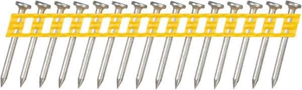 DeWALT - 13 Gauge 0.102" Shank Diam 1-1/4" Long Concrete Nails for Power Nailers - Steel, Zinc Finish, Smooth Shank, Angled Stick Plastic Collation, Round Head - Exact Tool & Supply
