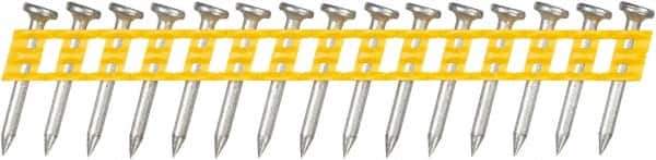 DeWALT - 13 Gauge 0.102" Shank Diam 1" Long Concrete Nails for Power Nailers - Steel, Zinc Finish, Smooth Shank, Angled Stick Plastic Collation, Round Head - Exact Tool & Supply
