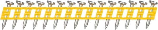 DeWALT - 13 Gauge 0.102" Shank Diam 3/4" Long Concrete Nails for Power Nailers - Steel, Zinc Finish, Smooth Shank, Angled Stick Plastic Collation, Round Head - Exact Tool & Supply