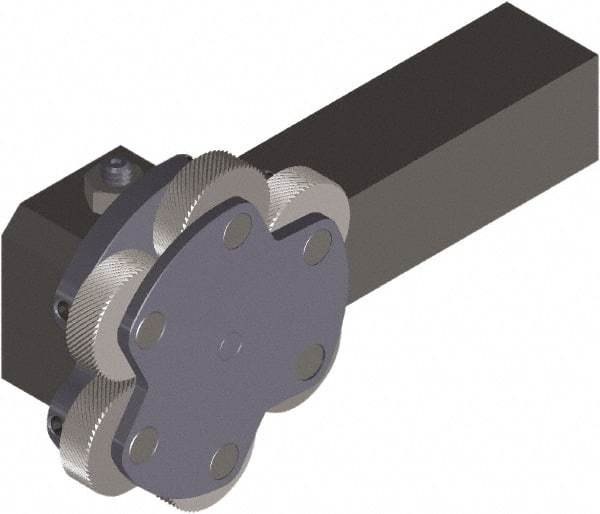 Made in USA - Neutral Cut, Straight & Diamond, 3/4" Wide x 3/4" High x 3" Long Square Shank, Revolving-Head Bump Knurlers - 6 Knurls Required (Included), 1" Diam x 5/16" Wide Face, 5/16" Hole Diam, Series OT - Exact Tool & Supply
