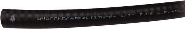 Anaconda Sealtite - 1" Trade Size, 400' Long, Flexible Liquidtight Conduit - Galvanized Steel & PVC, 25.4mm ID, Black - Exact Tool & Supply