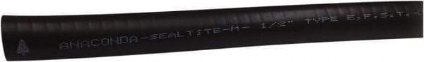 Anaconda Sealtite - 1" Trade Size, 100' Long, Flexible Liquidtight Conduit - Galvanized Steel & PVC, 1" ID, Black - Exact Tool & Supply