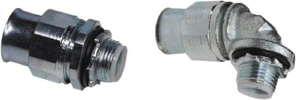 Anaconda Sealtite - 1" Trade, Zinc Plated Steel Threaded 90° Liquidtight Conduit Connector - Insulated - Exact Tool & Supply