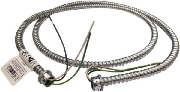 Anaconda Sealtite - 3/8" Trade Size, 6' Long, Flexible Fixture Whip Conduit - Galvanized Steel, 9.525mm ID - Exact Tool & Supply