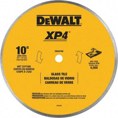 DeWALT - 10" Diam, 15.88mm Arbor Hole Diam, Continuous Edge Tooth Wet & Dry Cut Saw Blade - Steel, Smooth Action, Standard Round Arbor - Exact Tool & Supply