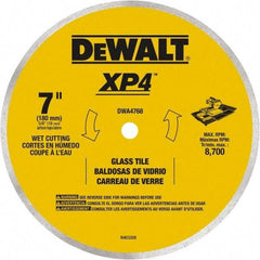 DeWALT - 7" Diam, 15.88mm Arbor Hole Diam, Continuous Edge Tooth Wet & Dry Cut Saw Blade - Steel, Smooth Action, Standard Round Arbor - Exact Tool & Supply