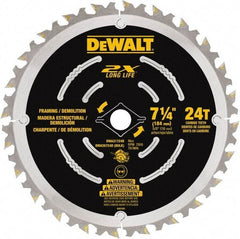 DeWALT - 7-1/4" Diam, 15.88mm Arbor Hole Diam, 48 Tooth Wet & Dry Cut Saw Blade - Steel, Framing Action, Standard Round Arbor - Exact Tool & Supply