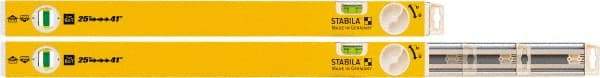Stabila - 2 Vial, 41" Long, Aluminum Expandable Level - Yellow, 2" Wide, (1) Level & (1) Plumb Vials - Exact Tool & Supply
