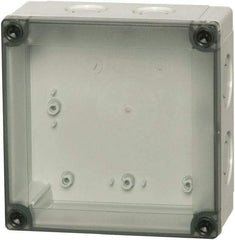 Fibox - Polycarbonate Standard Enclosure Screw Flat Cover - NEMA 1, 4, 4X, 6, 12, 13, 7.09" Wide x 7.09" High x 2.95" Deep - Exact Tool & Supply