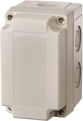 Fibox - Polycarbonate Standard Enclosure Screw Flat Cover - NEMA 1, 4, 4X, 6, 12, 13, 7.09" Wide x 10.04" High x 3.94" Deep - Exact Tool & Supply