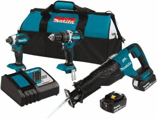 Makita - 18 Volt Cordless Tool Combination Kit - Includes Hammer Drill, Impact Driver & Circular Saw, Lithium-Ion Battery Included - Exact Tool & Supply