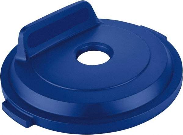 Rubbermaid - Round Lid for Use with 32 Gal Round Recycle Containers - Blue, Polyethylene, For Brute Trash Cans - Exact Tool & Supply