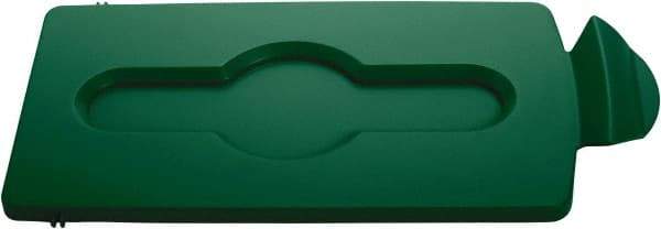 Rubbermaid - Rectangle Lid for Use with 23 Gal Rectangular Recycle Containers - Green, Polypropylene, For Slim Jim Trash Cans - Exact Tool & Supply