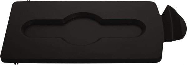 Rubbermaid - Rectangle Lid for Use with 23 Gal Rectangular Recycle Containers - Black, Polypropylene, For Slim Jim Trash Cans - Exact Tool & Supply