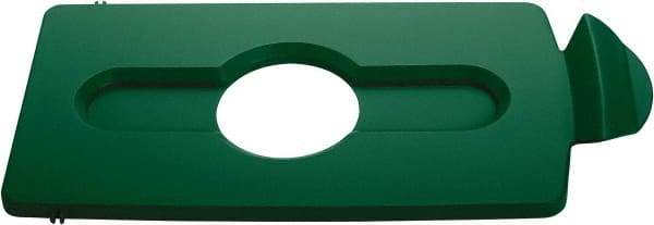 Rubbermaid - Rectangle Lid for Use with 23 Gal Rectangular Recycle Containers - Green, Polypropylene, For Slim Jim Trash Cans - Exact Tool & Supply