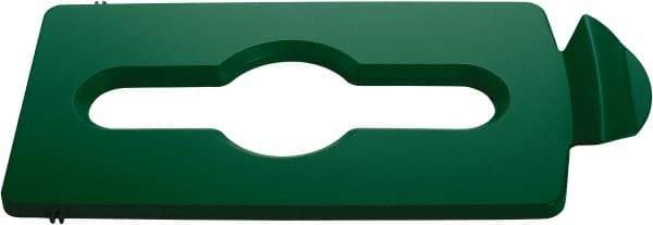 Rubbermaid - Rectangle Lid for Use with 23 Gal Rectangular Recycle Containers - Green, Polypropylene, For Slim Jim Trash Cans - Exact Tool & Supply