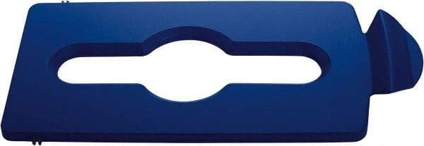 Rubbermaid - Rectangle Lid for Use with 23 Gal Rectangular Recycle Containers - Blue, Polypropylene, For Slim Jim Trash Cans - Exact Tool & Supply