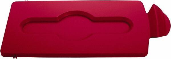 Rubbermaid - Rectangle Lid for Use with 23 Gal Rectangular Recycle Containers - Red, Polypropylene, For Slim Jim Trash Cans - Exact Tool & Supply