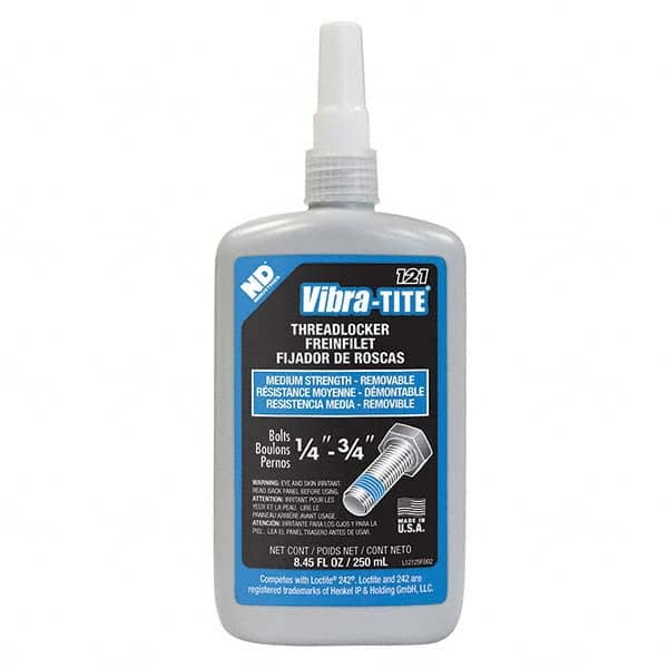 Vibra-Tite - 250 mL Bottle, Blue, Medium Strength Threadlocker - Exact Tool & Supply