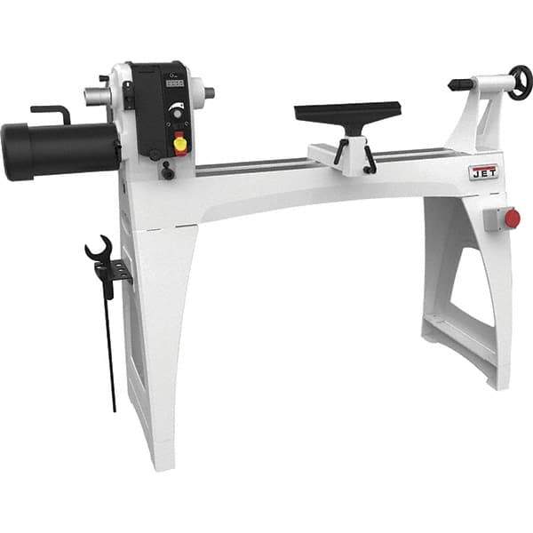 Jet - 18-1/2" Swing, 40" Distance Between Center, Woodworking Lathe - 2MT Headstock, 40 to 3,200 RPM, 4" Quill Travel - Exact Tool & Supply