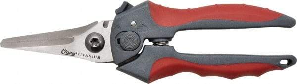 Clauss - 2" Length of Cut, Straight Pattern Multi-Purpose Snip - 8" OAL, Ergonomic Non-Slip Grip Handle, Stainless Steel Blade - Exact Tool & Supply