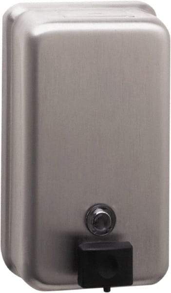 Bobrick - 40 oz Liquid Hand Soap Dispenser - Stainless Steel, Wall Mounted, Silver - Exact Tool & Supply