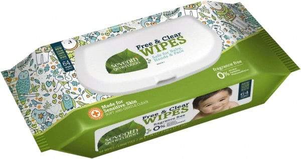Seventh Generation - Pre-Moistened Baby Wipes - Pop-Up, 7" x 7" Sheet Size, White - Exact Tool & Supply