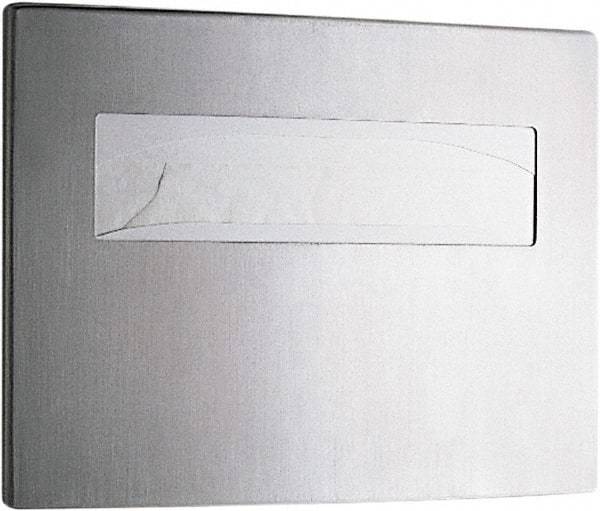 Bobrick - 250 Capacity Satin Stainless Steel Finish Stainless Steel Toilet Seat Cover Dispenser - 11-1/4" High x 15-3/4" Wide 2-/4" Deep, Holds 2 Half Fold Sleeves - Exact Tool & Supply