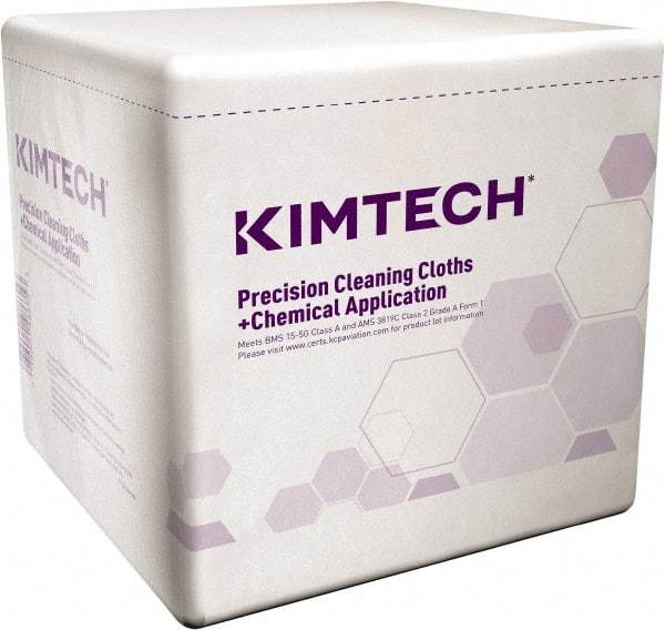 Kimtech - 1/4 Fold Clean Room/Lab/Critical Task Wipes - Poly Pack, 12" x 12-1/2" Sheet Size, White - Exact Tool & Supply