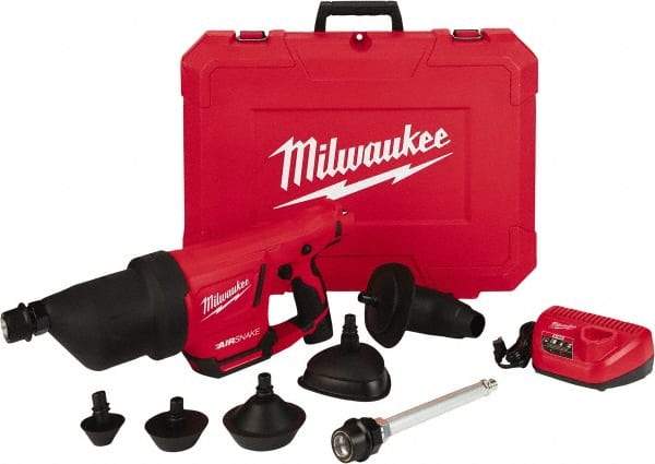 Milwaukee Tool - 12V Lithium-Ion Battery Battery Drain Cleaning Machine - For 1" to 4" Pipe - Exact Tool & Supply