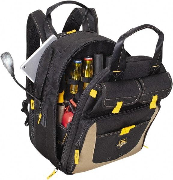 CLC - 36 Pocket Black & Khaki Polyester Backpack Tool Bag - 13" Wide x 10-1/4" Deep x 17" High - Exact Tool & Supply