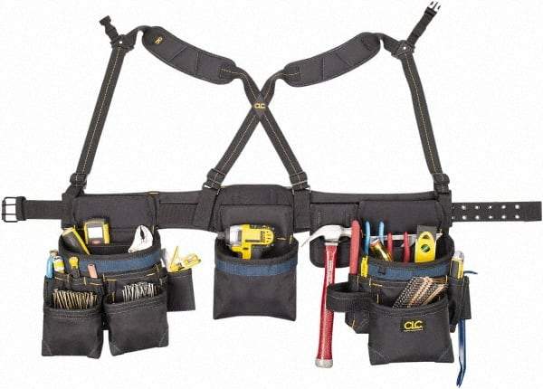 CLC - 29 to 46" Waist Tool Rig - 28 Pocket, Black/Blue, Polyester - Exact Tool & Supply