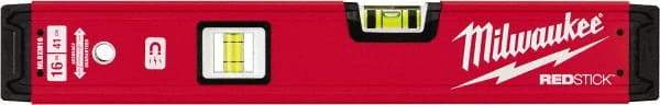 Milwaukee Tool - Magnetic 16" Long 2 Vial Box Beam Level - Aluminum, Red, 1 Level & 1 Plumb Vials - Exact Tool & Supply
