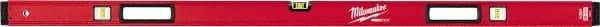 Milwaukee Tool - 59" Long 3 Vial Box Beam Level - Aluminum, Red, 1 Level & 2 Plumb Vials - Exact Tool & Supply